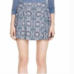 Free People l Lovers Lane Blue Printed Mini Skirt Size 6